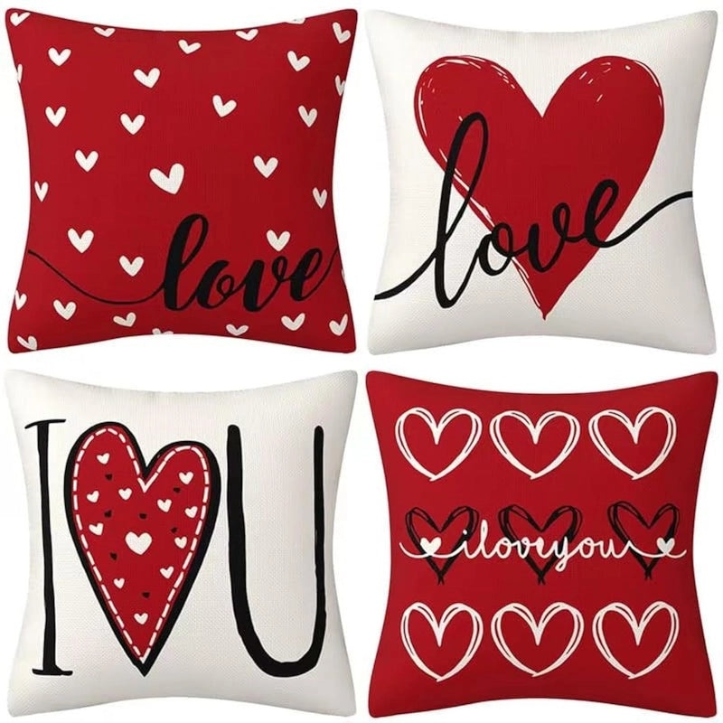Romantic Heart Shape Linen Pillow Cases for Valentine's Day | Home Decor & Bedding