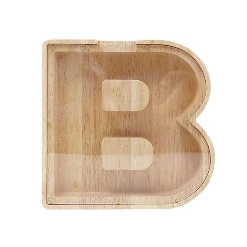 Personalized Wooden English Letter Piggy Bank Coin Cash Box|Home Decor & Storage