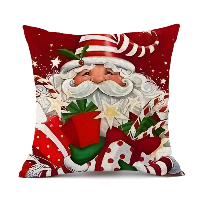 Christmas Linen Santa Claus Pillow Covers for Couch Sofa Decor Cozy Casual Holiday Accents|Home Decor & Pillows
