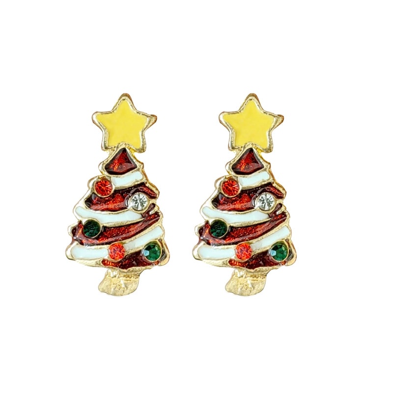 Christmas Cute Minimalist Alloy Christmas Tree Santa Claus Snowman Party Festival Decoration|Holiday Jewelry Accessories