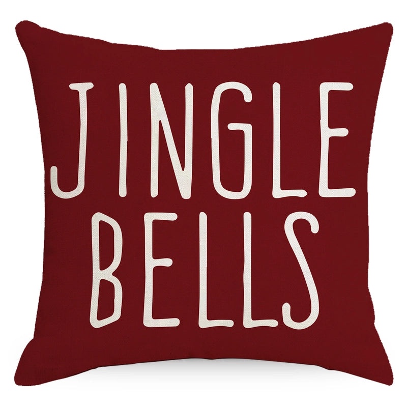 Christmas Tree Decorative Linen Pillow Covers with Festive Socks Letter Print|Home Decor Pillows