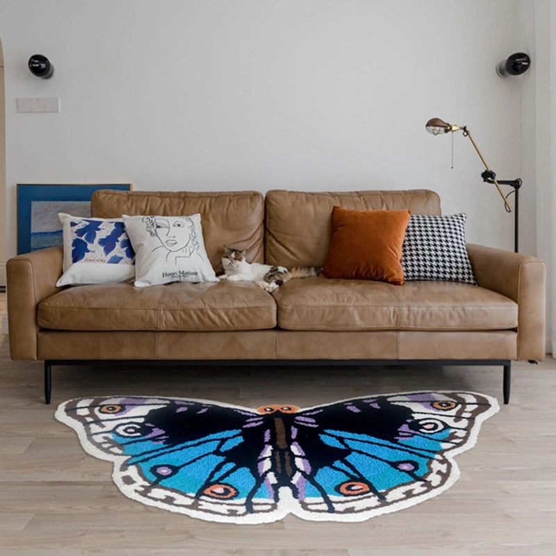 Blue Butterfly Embroidered Floor Mat Modern Minimalist Creative Home Door Rug|Home Decor & Floor Mats