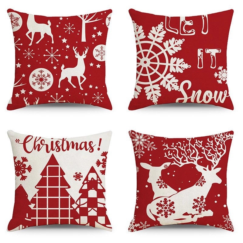 Christmas Geometric Snowflake Cartoon Cushion Cover for Couch Sofa | Home Decor & Cushions