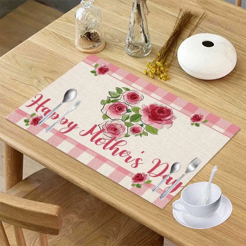 Color Block Heart Linen Placemat Minimalist Design | Home Decor Table Linens