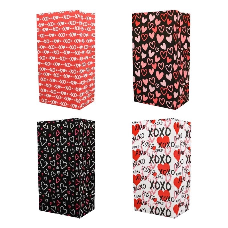 Romantic Red Heart Kraft Paper Gift Bags for Valentine's Day Date Wrapping Supplies 1 Set|Gift Wrapping Supplies