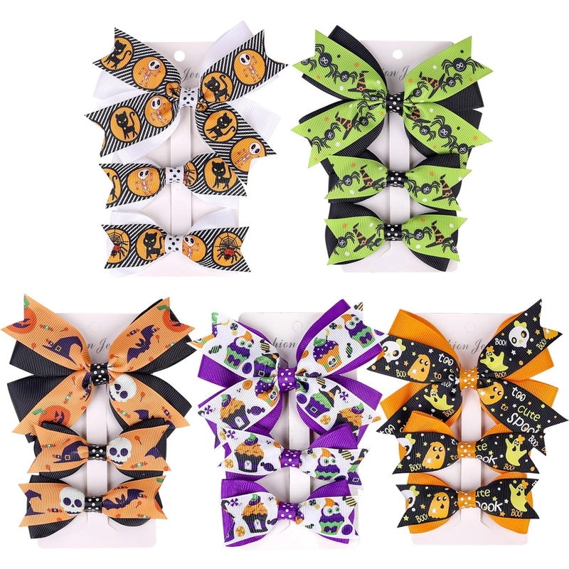 Halloween Pumpkin Bow Hairpin Set for Kids - 3 Pieces | Children's Hair Accessories