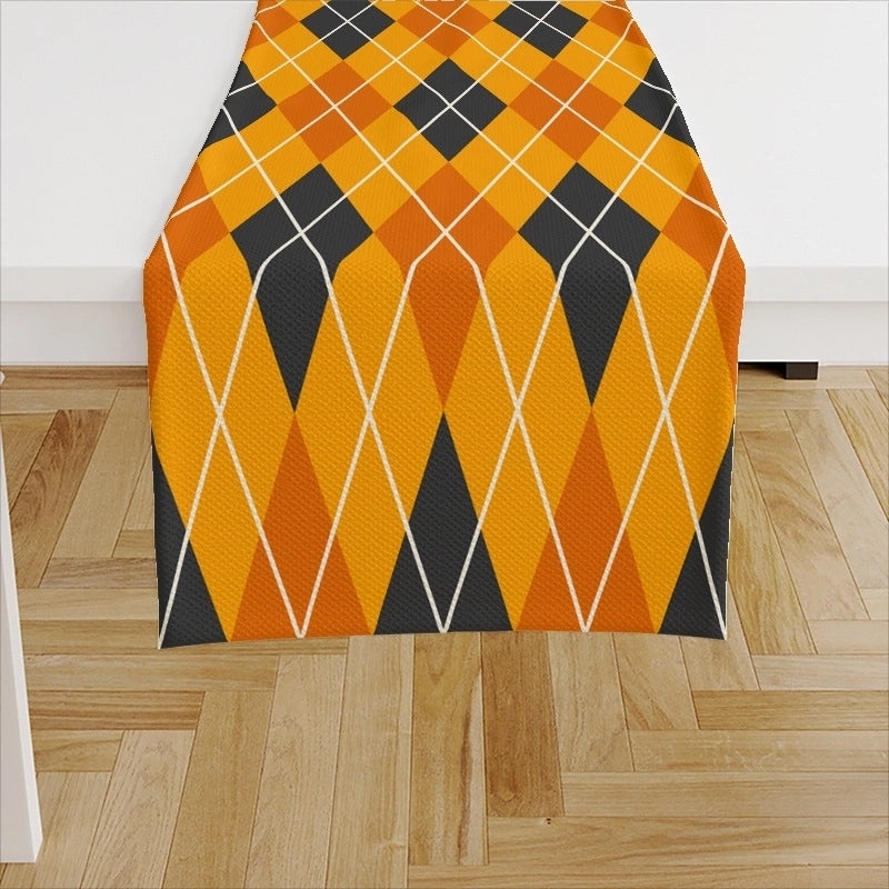 Ethnic Halloween Linen Tablecloth with Color Block Design for Vacation | Home Decor Table Linens