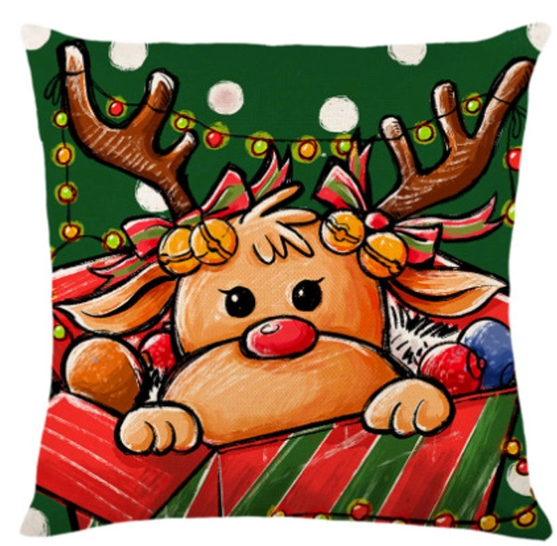 Christmas Tree Decorative Linen Pillow Covers with Festive Socks Letter Print|Home Decor Pillows