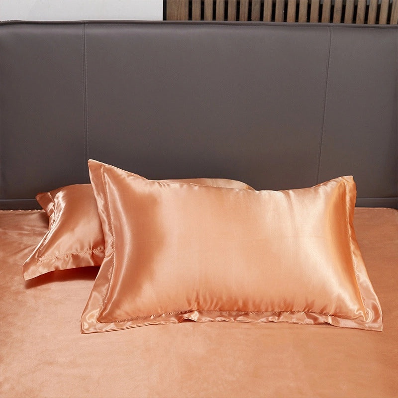 Solid Color Silk Pillowcase Single Satin Ice Silk Pillowcase | Home Textiles & Bedding