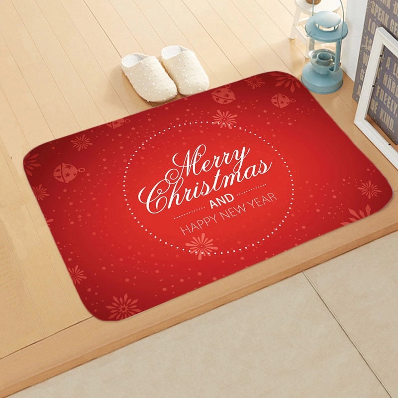Holiday Santa Snowman Flannel Floor Mat Cozy Christmas Decor|Home & Living/Seasonal Decorations