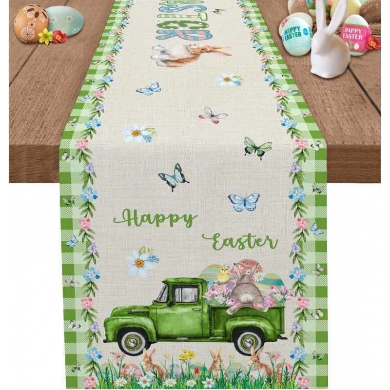 Minimalist Rabbit Pattern Linen Table Runner for Dining Table | Home Decor Table Linens
