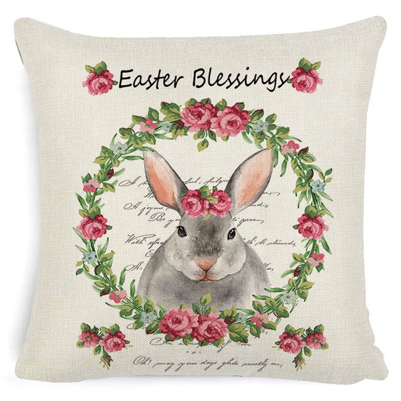 Easter Minimalist Rabbit Linen Throw Pillow Cover for Couch Sofa Decor|Home Decor & Pillows