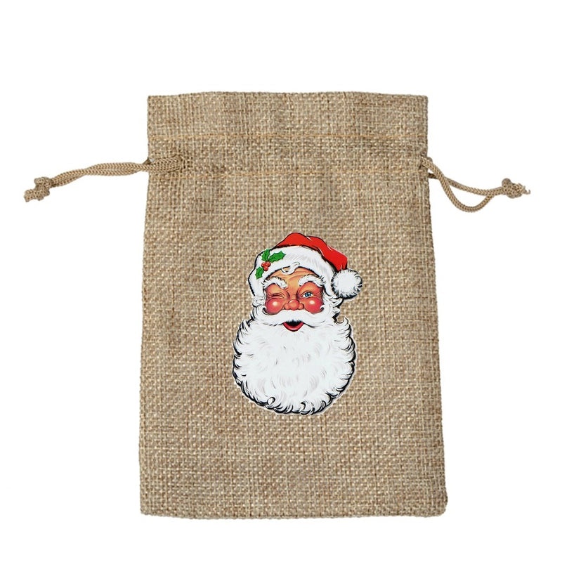 Christmas Linen Christmas Socks Gift Bags Santa Claus Candy Party Favor Bags|Holiday Gift Bags