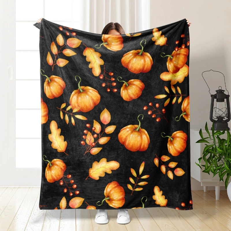 Halloween Cozy Pumpkin Bat Ghost Polyester Throw Blanket | Home Decor & Blankets