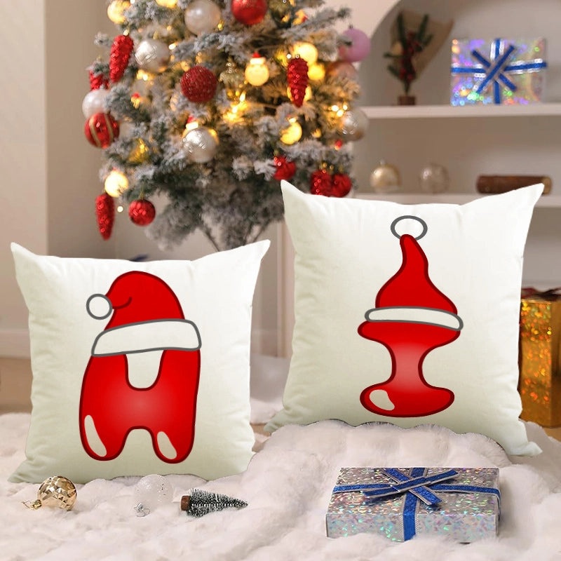 Nordic Christmas Pillow Covers Cute Modern Santa Hat Linen Polyester Sofa Cushion Cases|Home Decor Pillows