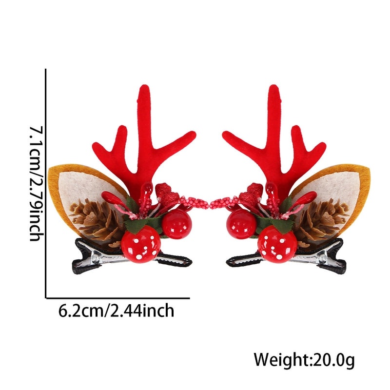 Festive Cartoon Reindeer Antler Hairpin Plastic Christmas Party Accessory|Holiday Party Accessories