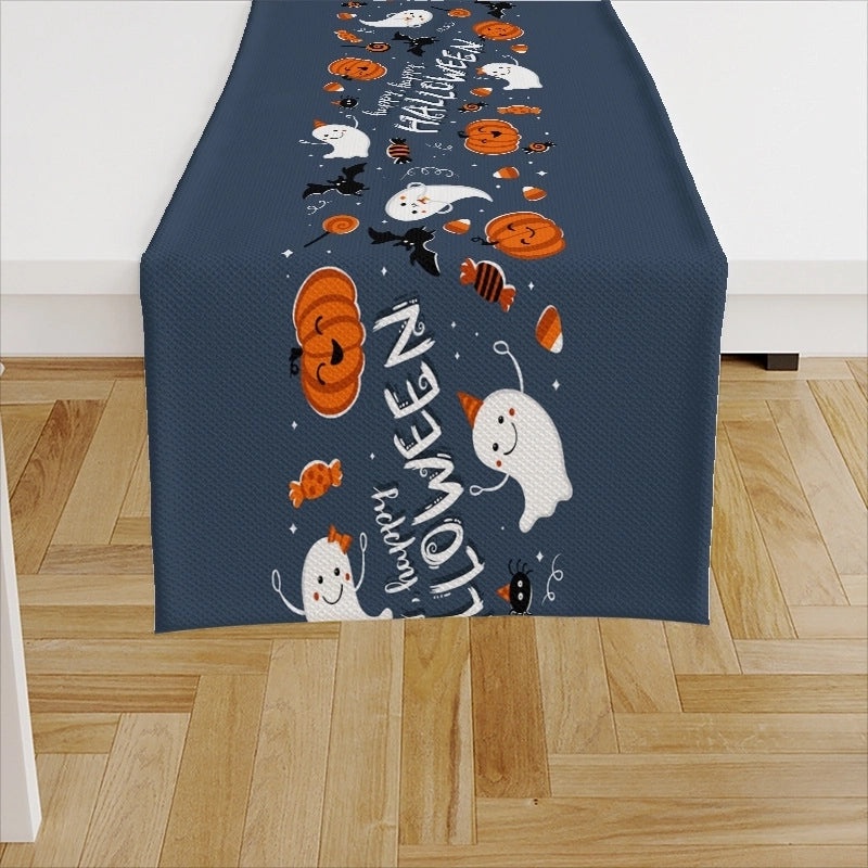 Ethnic Halloween Linen Tablecloth with Color Block Design for Vacation | Home Decor Table Linens