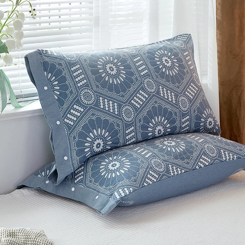 Summer Cotton Gauze Pillowcase with Snaps One Pack 40x60cm & Latex Pillowcase 48x74cm | Home Textiles