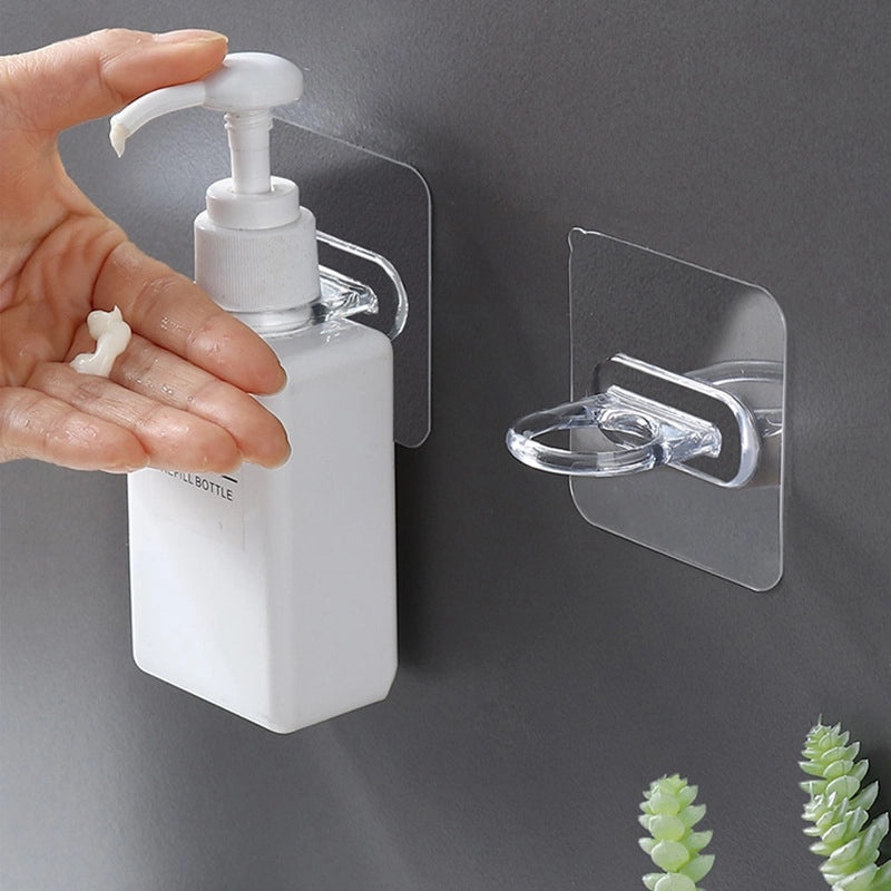 Transparent Seamless Sticky Hook Strong Adhesive Non-Permanent Plastic Hanger for Bathroom Kitchen|Home Organization Accessories