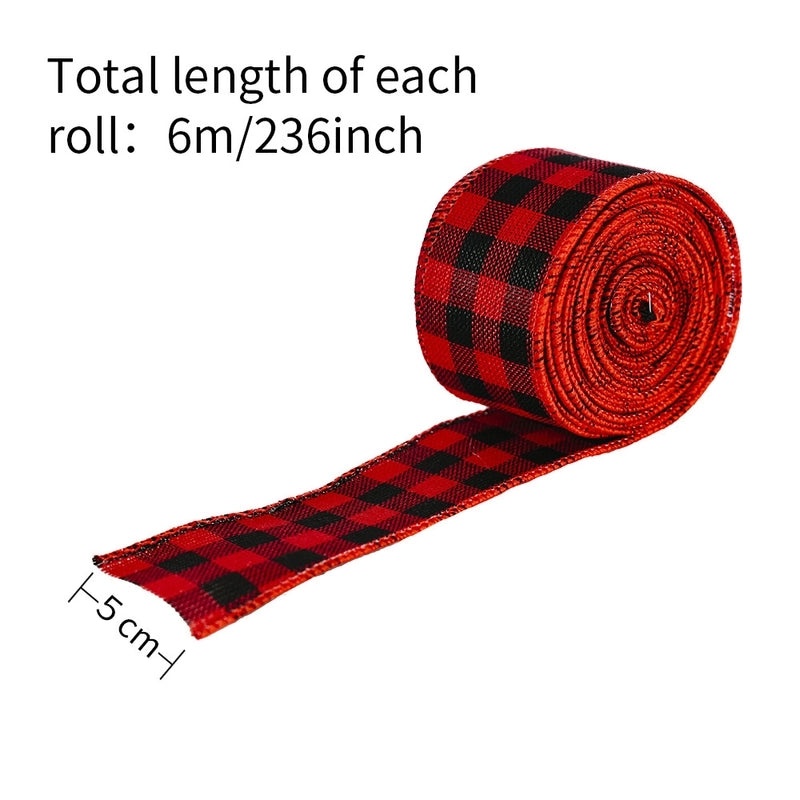 Festive Red and Black Plaid Ribbon for Christmas Decor|Holiday Decorations
