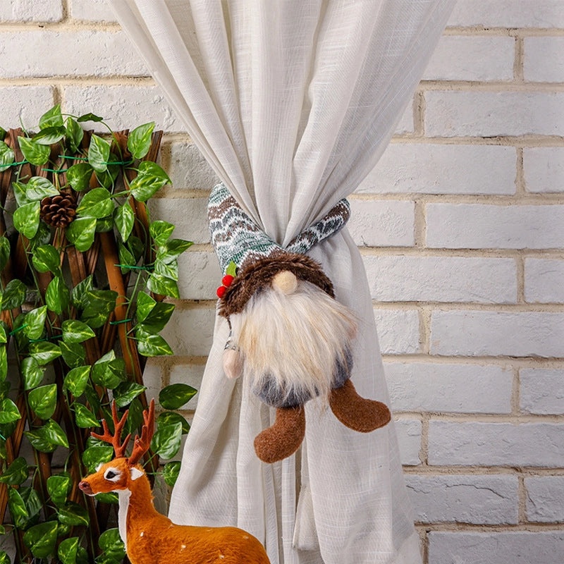 Christmas Faceless Doll with Bent Hat Curtain Tieback Button | Home Decor Accessories