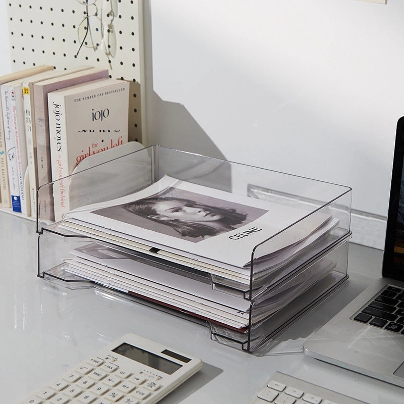 Acrylic Transparent Desktop File Organizer with Drawers for Office Desk | Office Storage & Organization