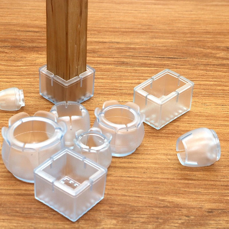 Transparent Non-slip Rubber Chair Leg Caps Thickened Floor Protectors Multi-size Furniture Feet Covers|Home & Living