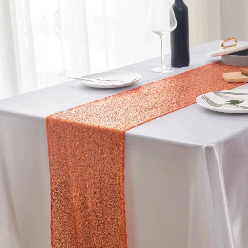 Embroidered Polyester Sequin Table Runner for Wedding & Christmas Decor | Home & Living Table Linens