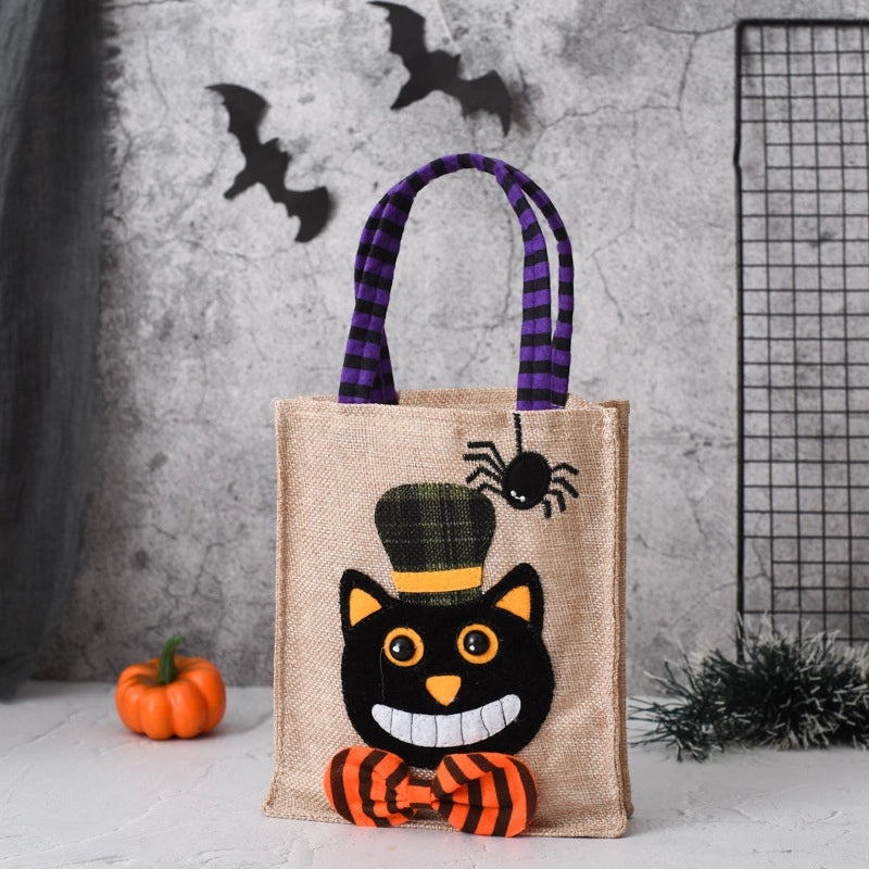 Cute Halloween Pattern Linen Party Gift Bags for Trick or Treat|Halloween Party Supplies