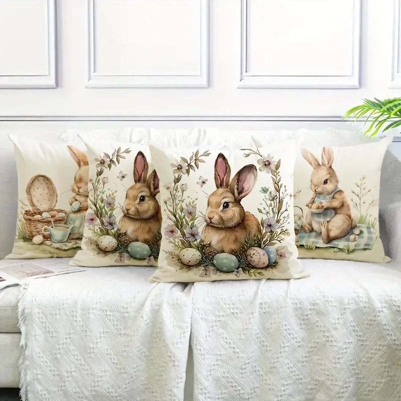 Minimalist Easter Rabbit Linen Pillow Covers for Couch Sofa Decor|Home Decor Pillows