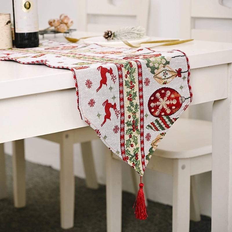 Festive Knitted Christmas Table Runner Cozy Holiday Table Decoration|Home Decor
