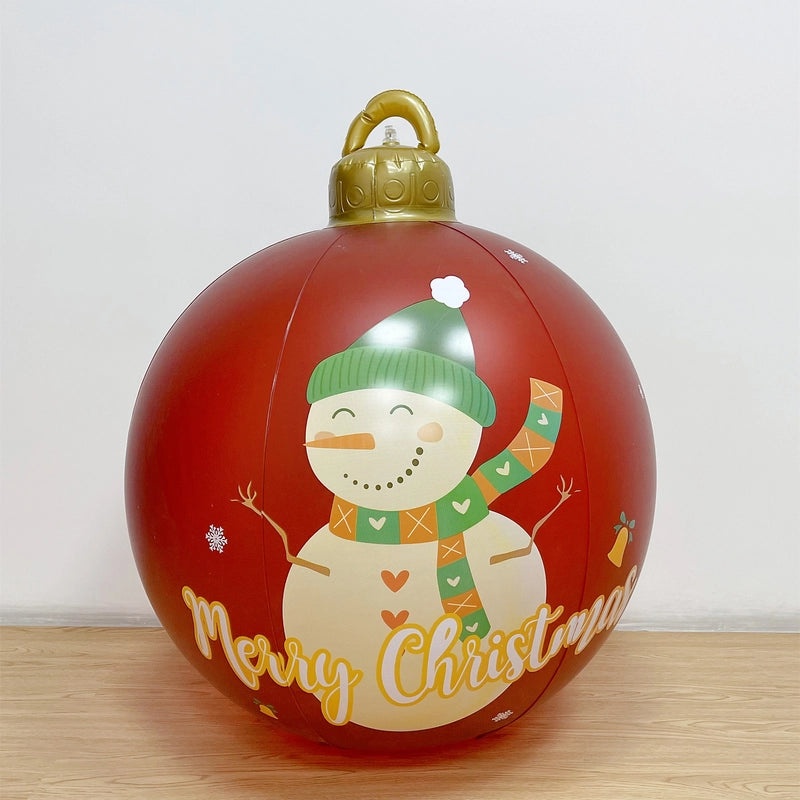 Festive Christmas Snowflake PVC Ball with Letter Stripes for Outdoor Decoration|Holiday Outdoor Decor