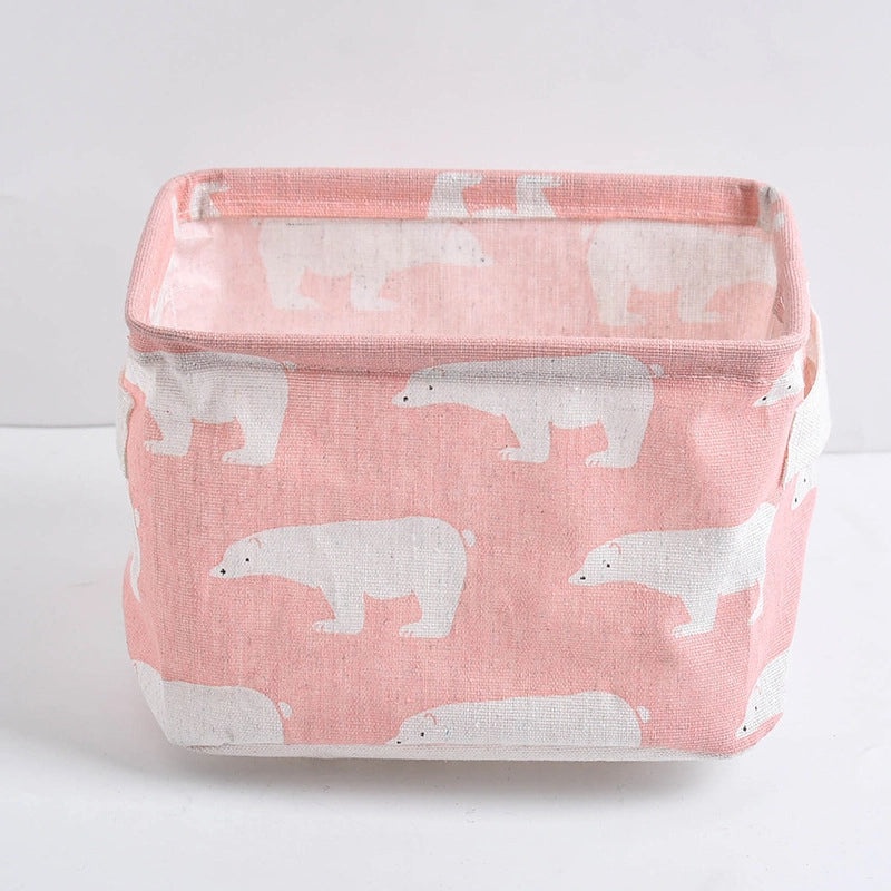 Foldable Cotton Linen Storage Basket for Cosmetics and Desktop Organizer|Home Storage & Organization