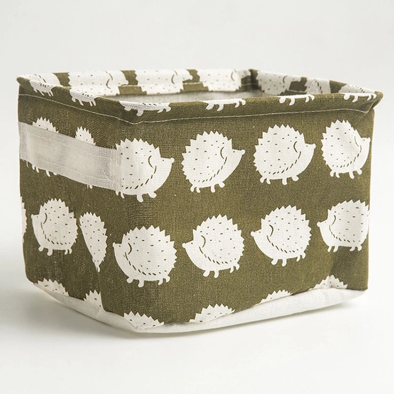 Foldable Cotton Linen Storage Basket for Cosmetics and Desktop Organizer|Home Storage & Organization