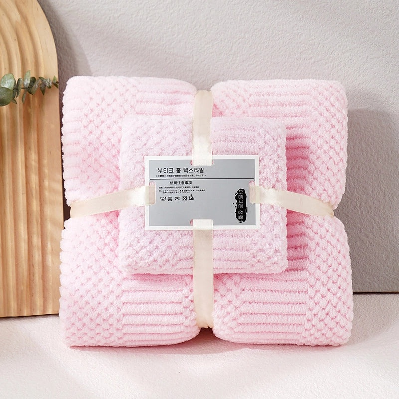 Coral Fleece Bath Towel Set for Mom Thick Absorbent Two-Piece Towel Gift|Home & Bath