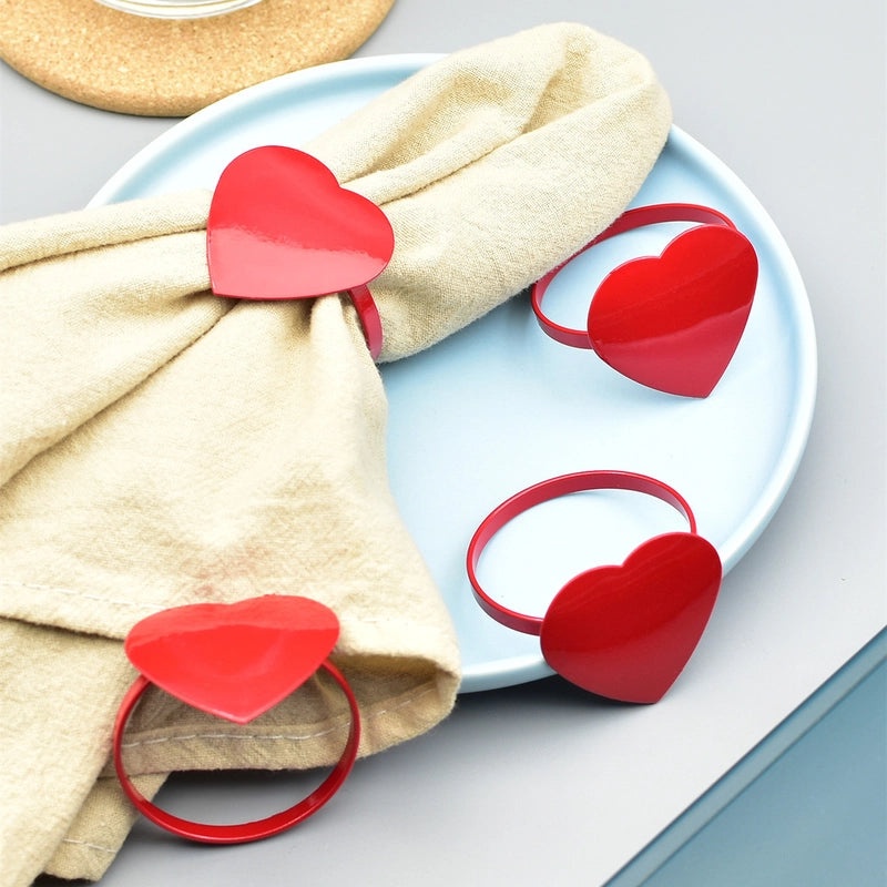 Elegant Red Heart Alloy Table Decoration for Valentine's Day Date | Home Decor