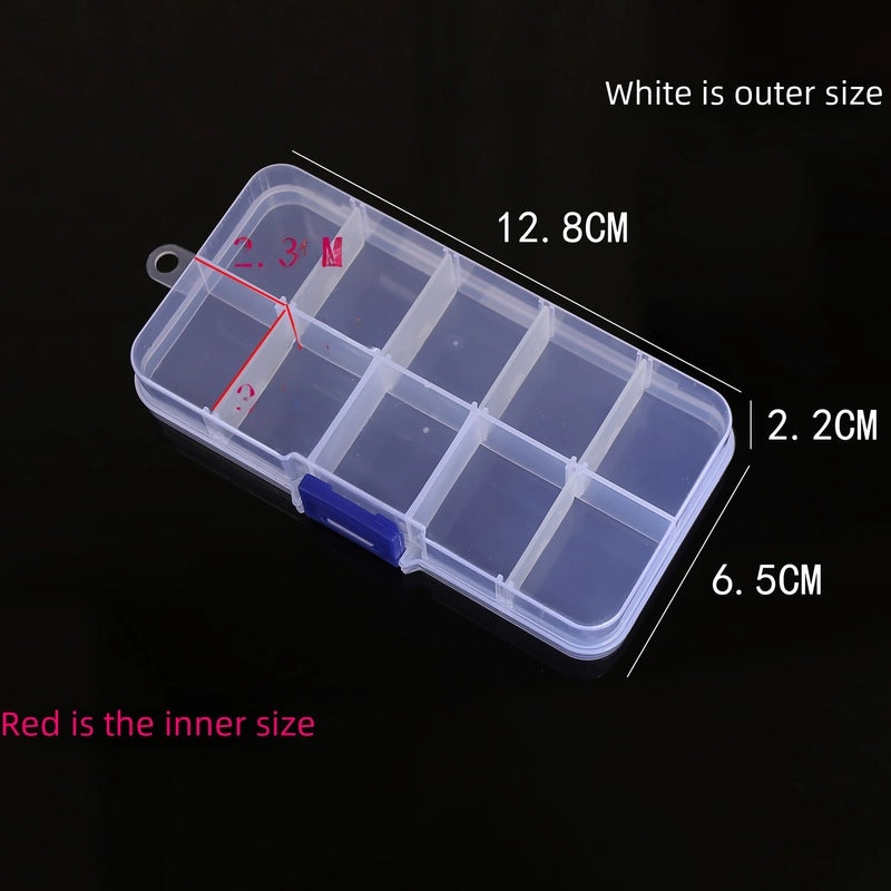 10-Compartment Transparent Plastic Storage Box Removable Dividers for Jewelry Beads Electronics Buttons|Storage & Organization