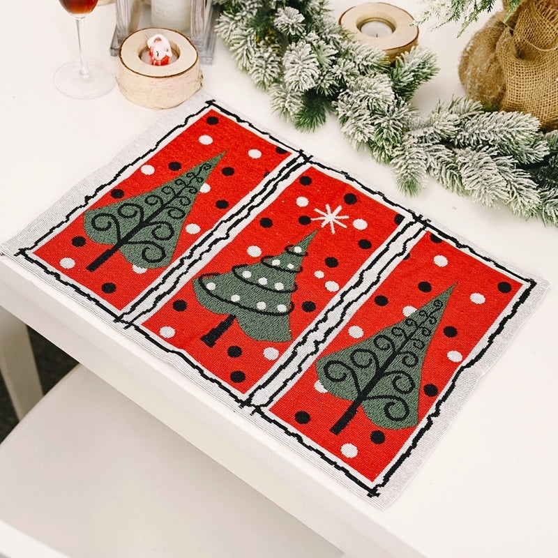Christmas Knitted Fabric Placemat Holiday Table Decoration Cozy Handmade Design|Home Decor