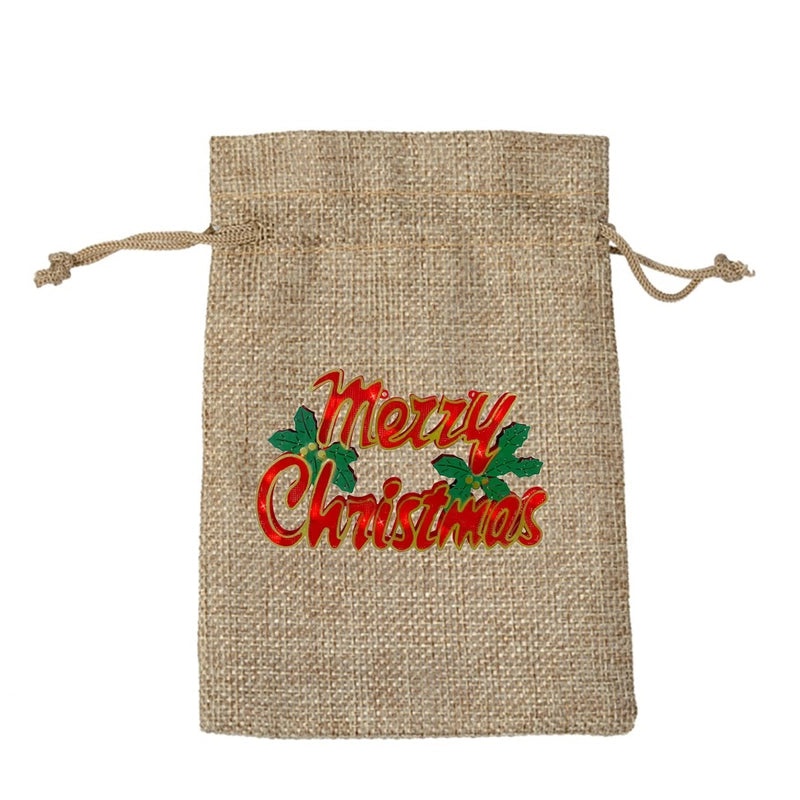 Christmas Linen Christmas Socks Gift Bags Santa Claus Candy Party Favor Bags|Holiday Gift Bags
