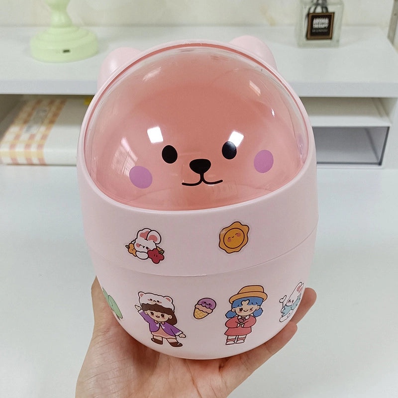 Cute Cartoon Bear Desktop Trash Can Mini Storage Bucket for Dormitory and Home | Home & Living Storage