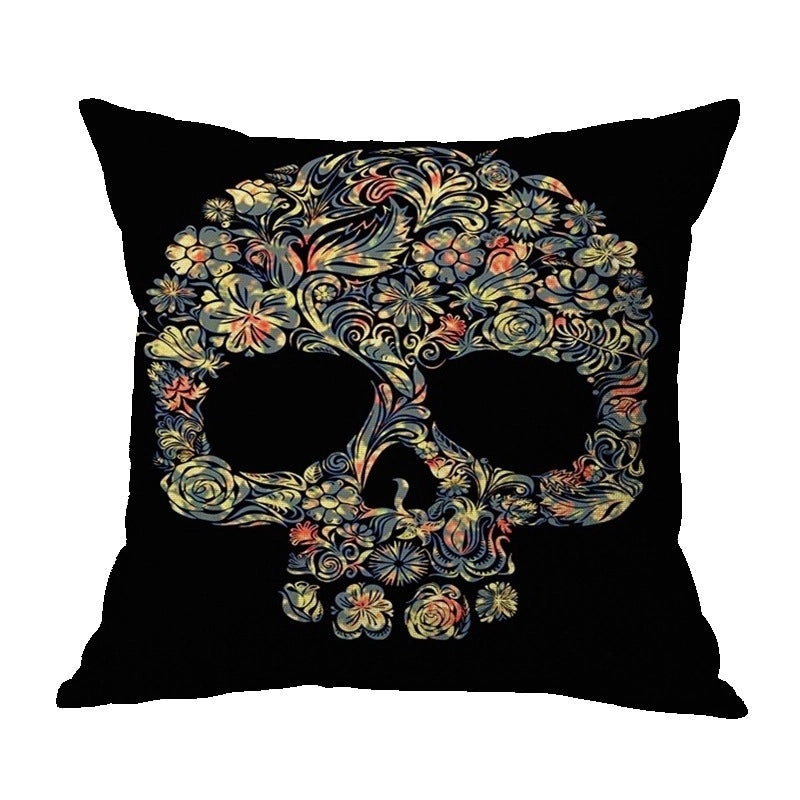 Halloween Punk Skull Linen Pillow Covers for Couch Sofa Decorative Throw Pillowcases|Home Decor & Pillows