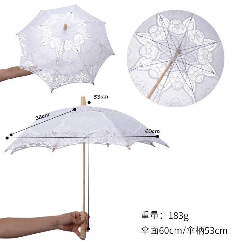 Handmade White Bridal Umbrella for Photography and Decorative Craft Use|Bridal Accessories