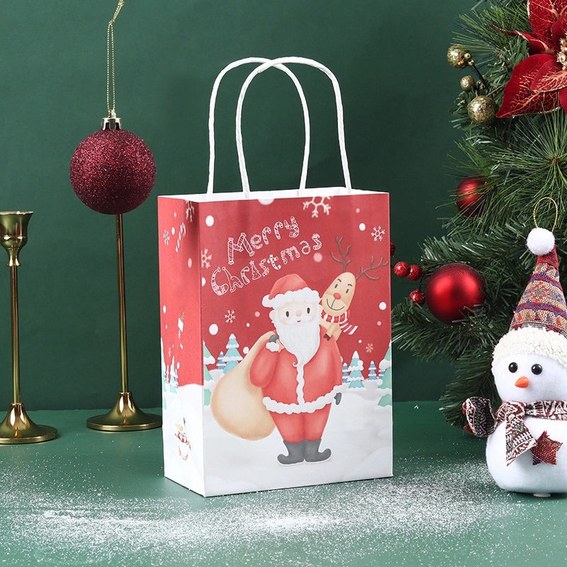 Christmas Cute Santa Claus Christmas Tree Kraft Paper Gift Bags for Party Festival Wrapping|Gift Wrapping Supplies