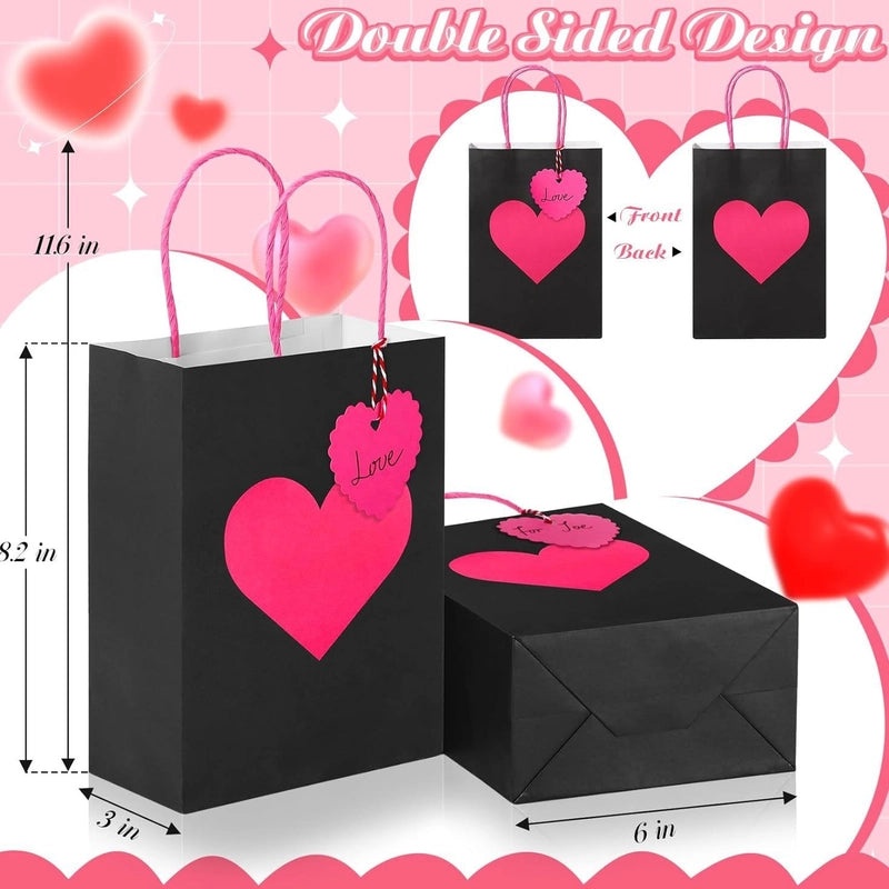 Valentine's Day Heart Shaped Minimalist Paper Gift Bags Set | Party Supplies