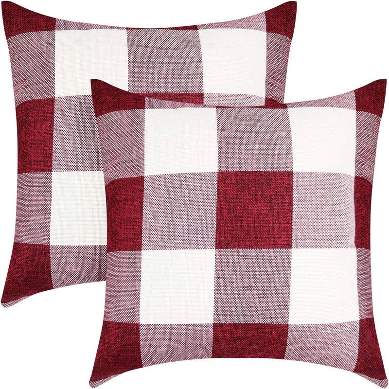 Plaid Cotton Linen Pillow Covers for Home Decor | Home Textiles & Bedding