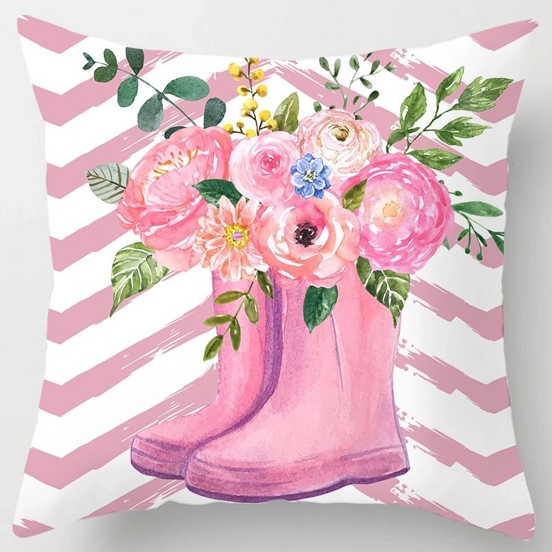 Sweet Minimalist Classic Letter Color Block Peach Skin Pillowcases|Home Decor Pillows