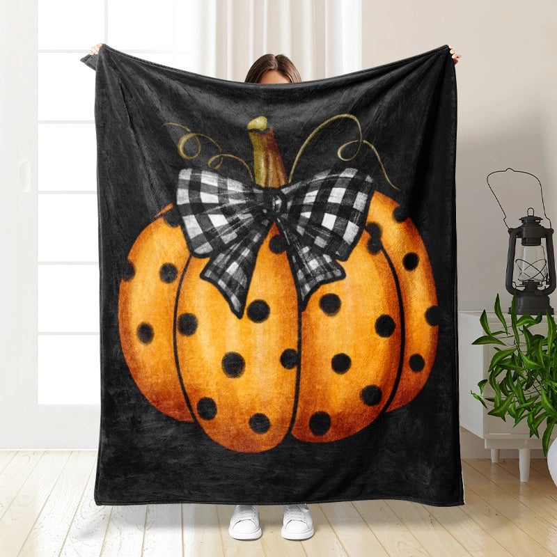 Halloween Cozy Pumpkin Bat Ghost Polyester Throw Blanket | Home Decor & Blankets