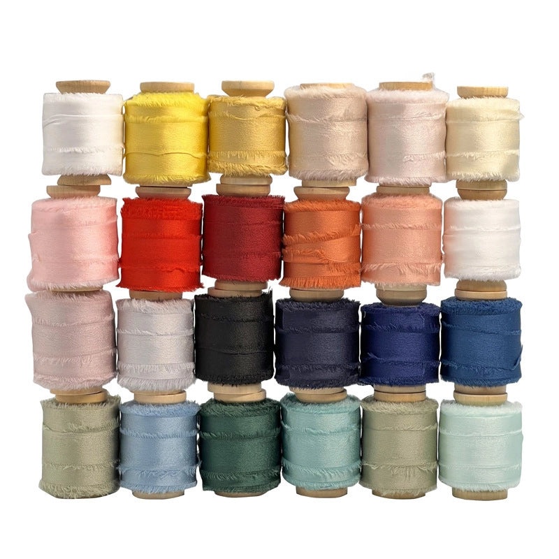 Soft Satin Hand-Torn Burlap Ribbon for Hair Flowers and Christmas Decoration|Craft Supplies & Ribbons