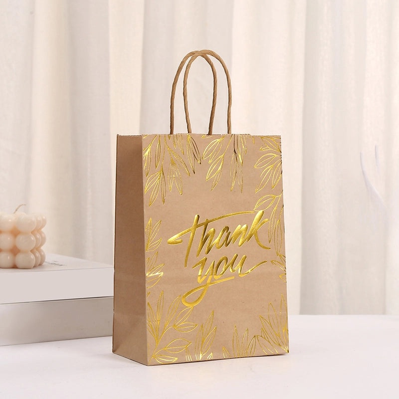 Party Kraft Paper Gift Bag with Bronzing Text for Thanksgiving Holiday Packaging|Holiday Gift Bags