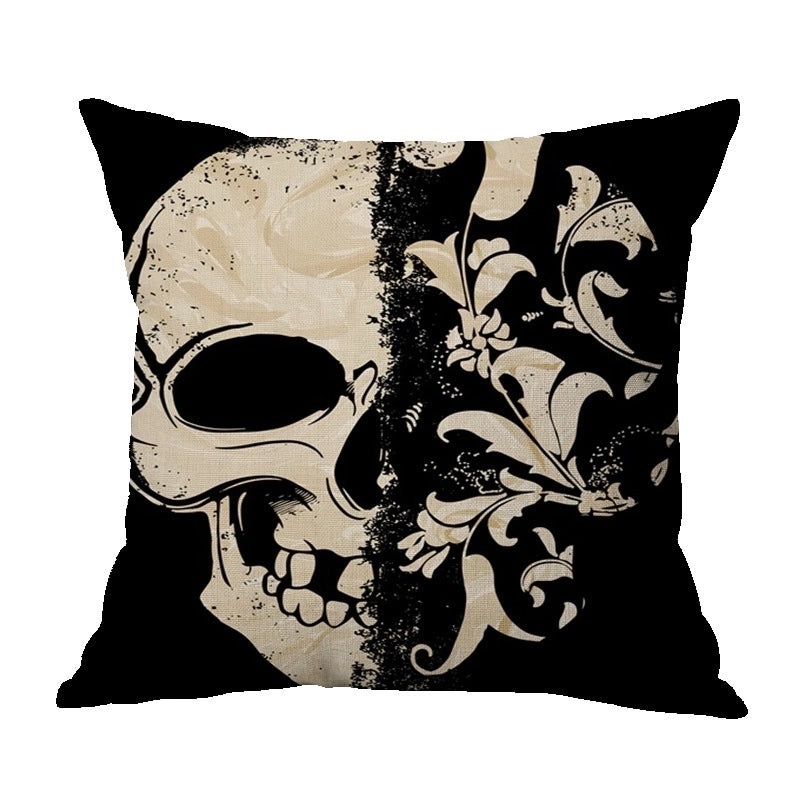 Halloween Punk Skull Linen Pillow Covers for Couch Sofa Decorative Throw Pillowcases|Home Decor & Pillows
